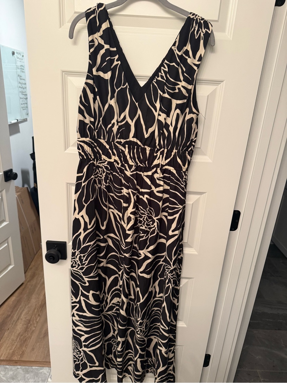 Rachel Zoe Black and Cream Floral Maxi Dress